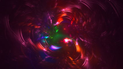 3D rendering abstract red fractal light background