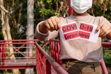 Young woman wearing protection face mask To prevent Virus infection, epidemics covid-19 and PM 2.5