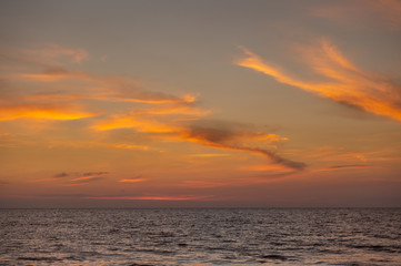 Sunset at Thai Mueang beach; Phang Nga province.