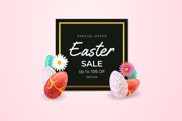 Easter sale background with Colorful Eggs