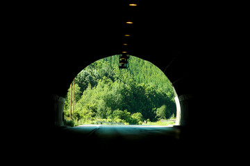 car road tunnel in dark
