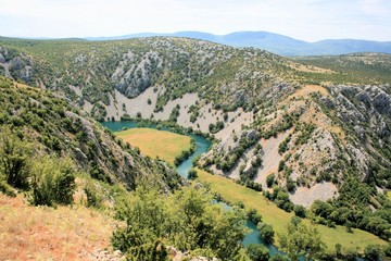 valley and bend in the Krupa river, Croatia