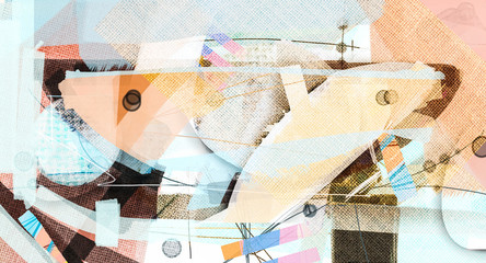 Illustration acrylic and watercolor, paint color background. Contemporary artwork for creative graphic design. Modern colorful art painting. Abstract minimal shape and grunge texture background.