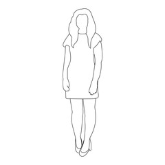 isolated, contour, sketch girl, woman