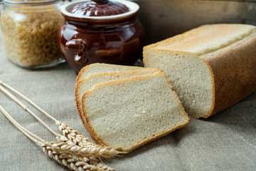 fresh bread, soft, loaf, sliced, ears