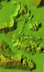 DEM - digital elevation model. Product made after processing pictures taken from a drone. It shows mine area and aggregate storage.
