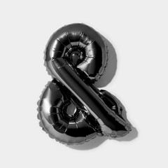 Ampersand symbol or &, Black foil balloon alphabet isolated on a white background with Clipping Path