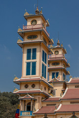 Fototapeta na wymiar Tây Ninh, Vietnam / 01-28-2020: Holy See (Cao Đài Temple). 