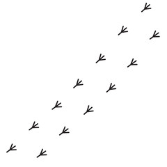 Bird feet toe trail trace track sign symbol. Animal footprint set. Black color silhouette. Cute cartoon kawaii decoration element. Flat design. White background. Isolated.