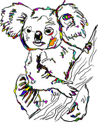 Vector Hand Drawn Line Art Koala