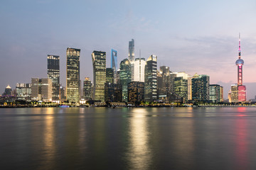 Fototapeta na wymiar Night view of modern city in Shanghai, China