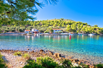 Katina island narrow sea passage in Kornati islands national park pure nature view