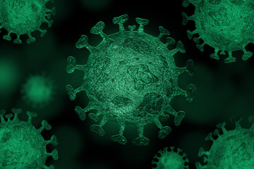 Group of Coronavirus Green Cell or Covid-19 Illustration Background