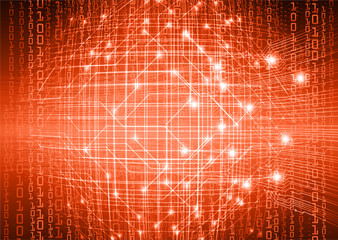 orange cyber circuit future technology concept background