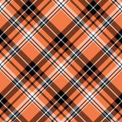 Seamless pattern in exquisite cozy orange, white and black colors for plaid, fabric, textile, clothes, tablecloth and other things. Vector image. 2