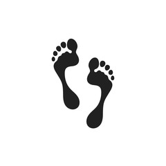 Human footprint. Silhouette. Isolated footprints on white background