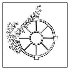  Round window ivy branch graphic 