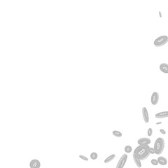 Bitcoin, internet currency coins falling. Scattere