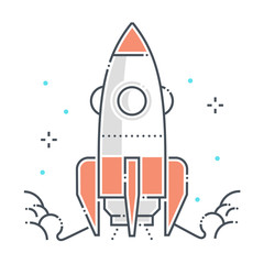 Start up rocket related color line vector icon, illustration