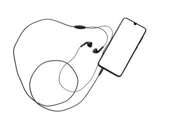 Telephone with headphones isolated on a white background