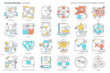 Business related, color line, vector icon, illustration set.