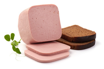 Fresh pork Boiled sausage, isolated on white background