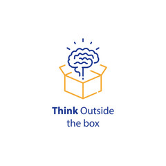 Brain and open box, creativity improvement, think outside the box, cognitive development - 332614212