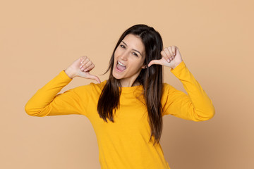 Attractive brunette girl in studio