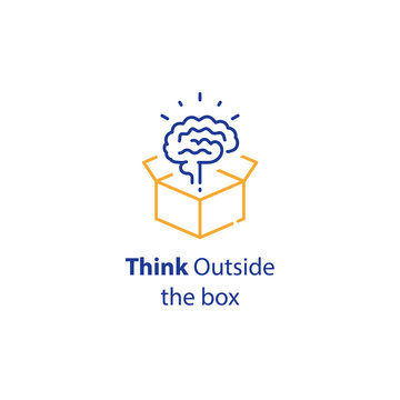 Brain and open box, creativity improvement, think outside the box, cognitive development