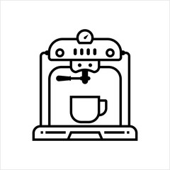 Coffee Machine Icon, Hot Coffee Making Machine Icon, Cooking Appliance Icon
