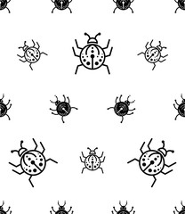 Ladybug Icon Seamless Pattern, Insect Icon, Coccinellidae, Ladybirds Icon