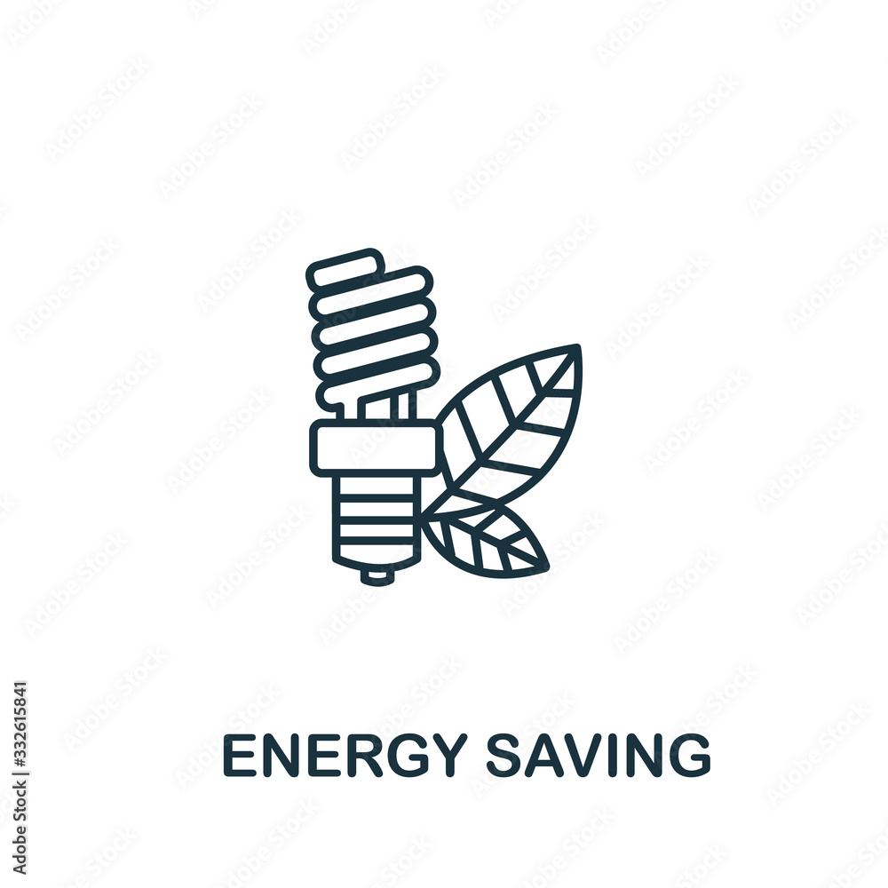 Poster energy saving icon from clean energy collection. simple line element energy saving symbol for templa