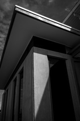 Building exterior in black and white