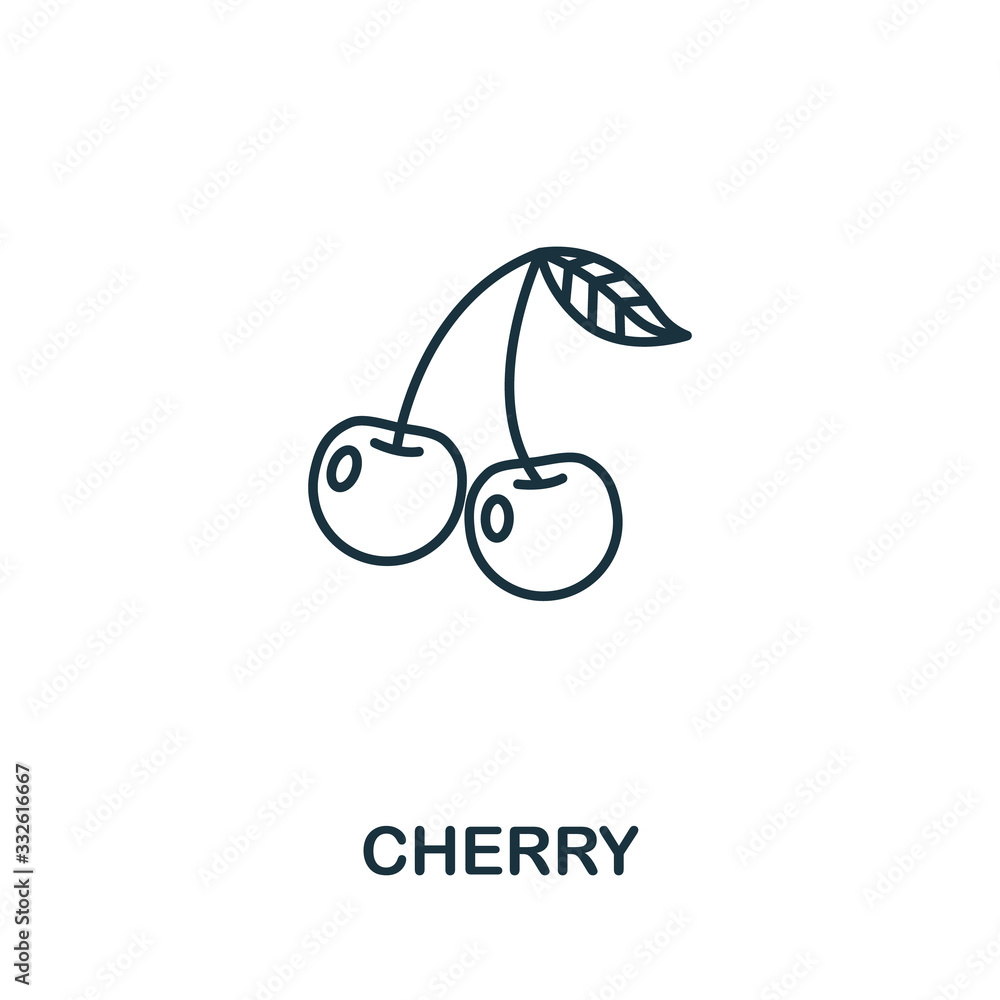 Poster cherry icon from fruits collection. simple line element cherry symbol for templates, web design and 