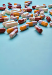 Capsules with medicine and vitamins to increase immunity to protect against coronavirus infection