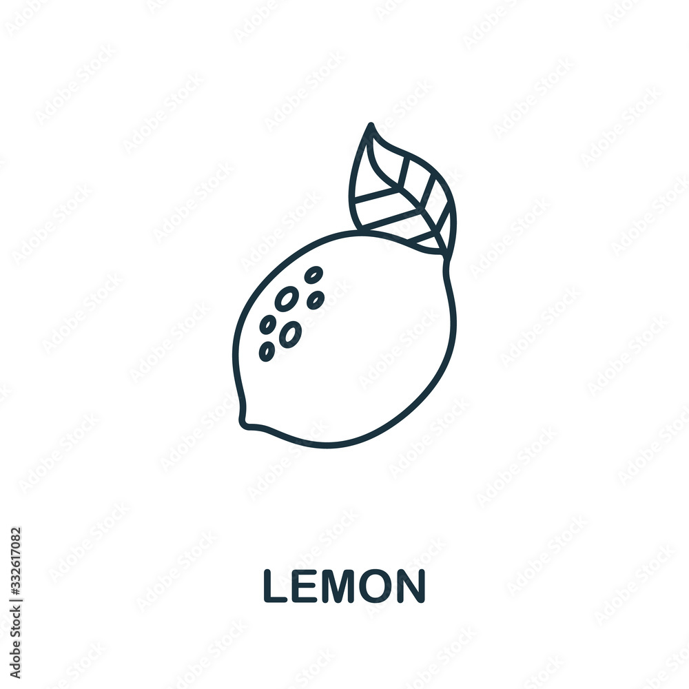 Poster lemon icon from fruits collection. simple line element lemon symbol for templates, web design and in