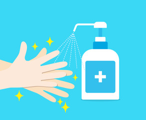 手とアルコール消毒