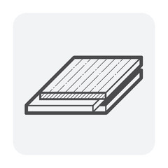 Engineered wood flooring vector icon. That is a floor finishing material for home interior decoration. Consist of hardwood layer  bonded over plywood. Include tongue and groove for joining with other.