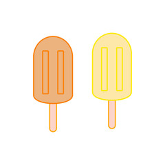 lemon and orange ice cream on white background