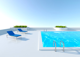 3D Rendering Pool Outside
