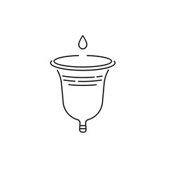 Zero waste thin line icon menstrual cup. Reusable menstrual cup vector EPS 10 illustration. Hygiene product during female period.