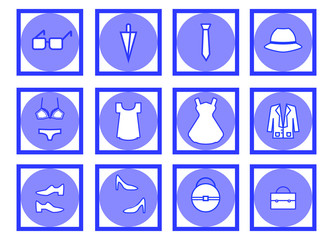 set of vector icons for online clothing and accessories store, purchases and products