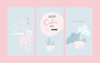 Stay home to prevention corona virus outbreak with calm background vector