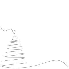 Christmas tree line drawing, vector illustration