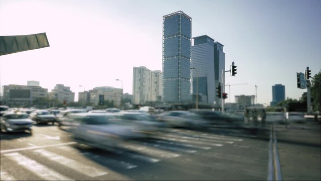 Israel Tel Aviv city street intersection time lapse