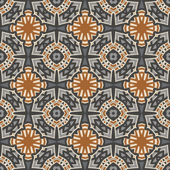 Creative color abstract geometric pattern in gray and orange , vector seamless, can be used for printing onto fabric, interior, design, textile, carpet, pillow, tiles.