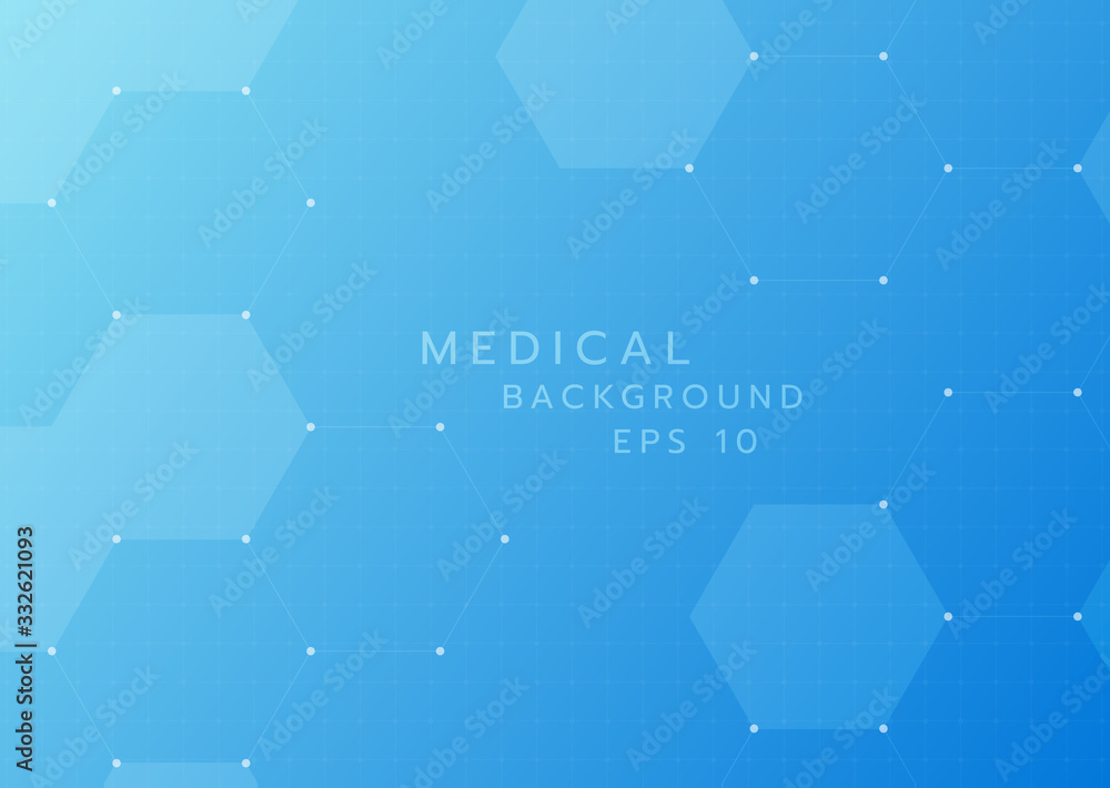 Wall mural medical grid background geometric hexagon shape design with space for text