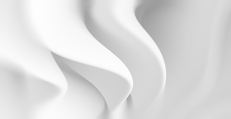 Abstract Soft Background. Minimal Wave Design. White Monochrome Wallpaper.