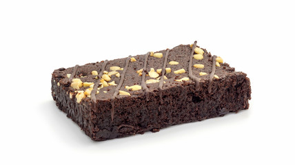 Brownies cake on a white background.