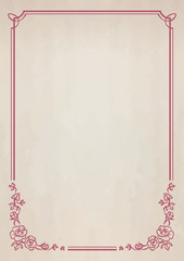 花を使ったレトロなノート風フレームと古紙テクスチャ